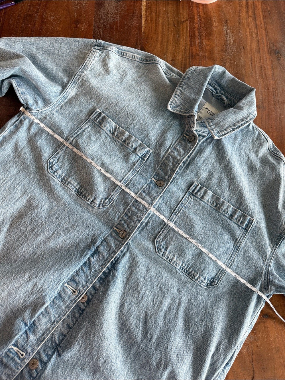 Abercrombie & Fitch Light Blue Oversized Denim Shirt Jacket - Picture 10 of 12
